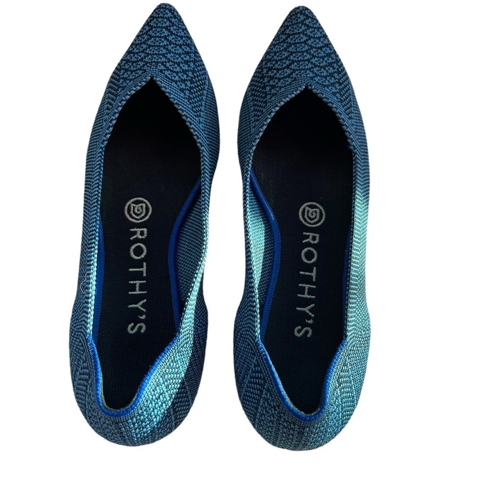 Rothys Teal Python Point Flats size 6.5 in excellent condition. Slightly used . - Picture 1 of 10